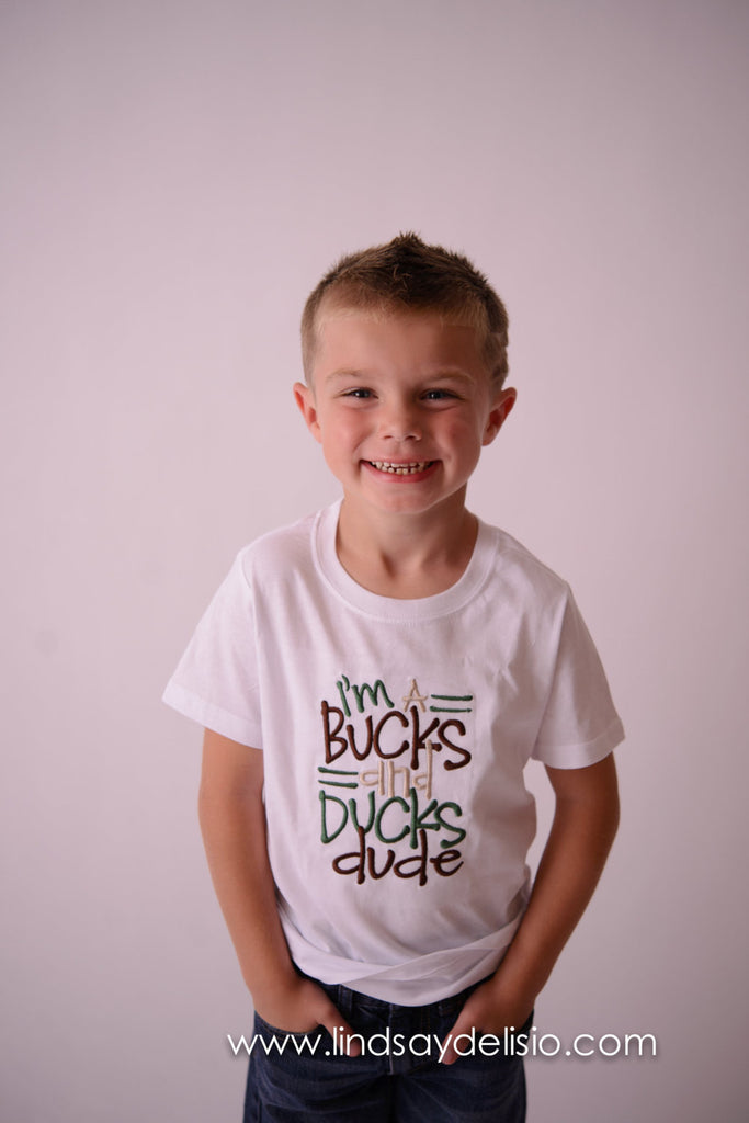 Boys hunting bodysuit or shirt --I'm a bucks and trucks dude- Boy Hunting Shirt-- Boy Deer shirt-- - Pretty's Bowtique