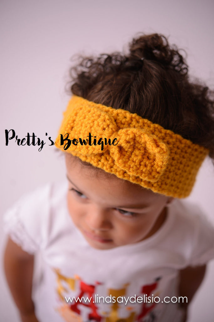 Yellow Crochet Headband -- Baby, Toddler and Girls - Pretty's Bowtique