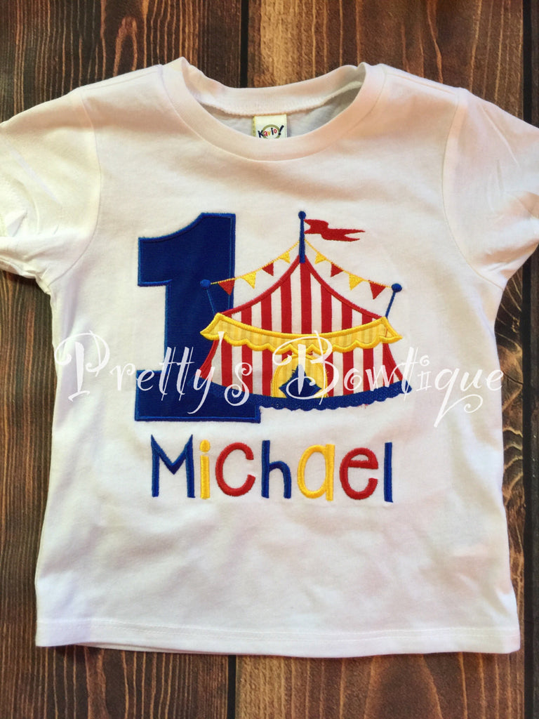 Boy Circus Under the BIG tent shirt.  Perfect for a trip to the circus or a Circus party bodysuit - Pretty's Bowtique