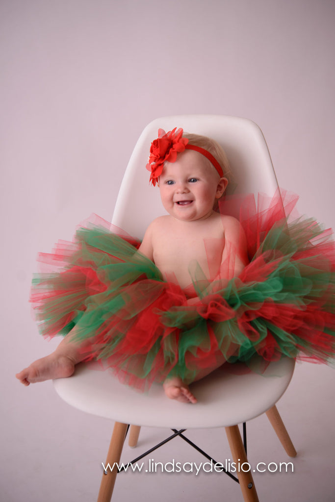 Red and Green Christmas Tutu for Sizes Newborn to Youth 14 - Pretty's Bowtique
