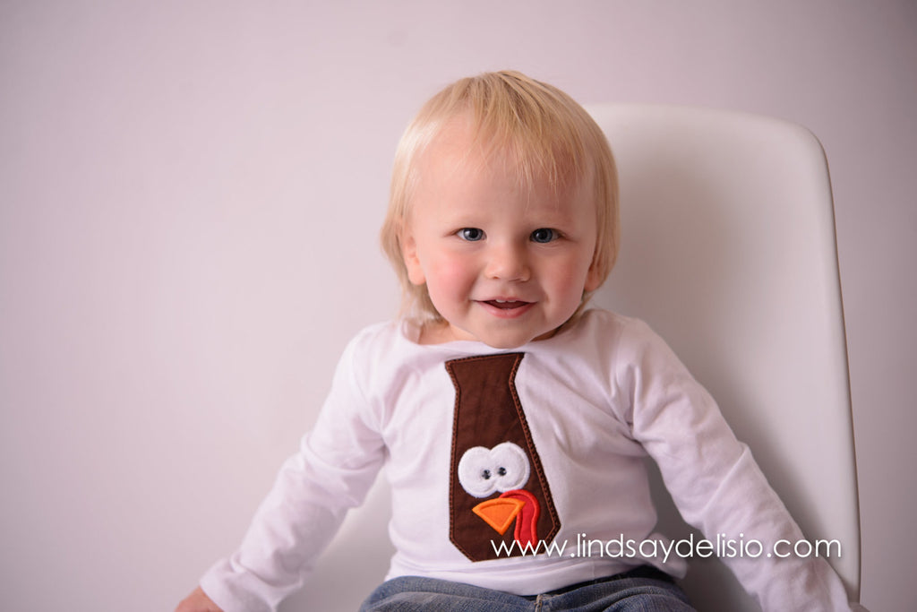 Boy Thanksgiving T Shirt / Bodysuit for Baby, Toddler & Child Turkey Tie - Pretty's Bowtique