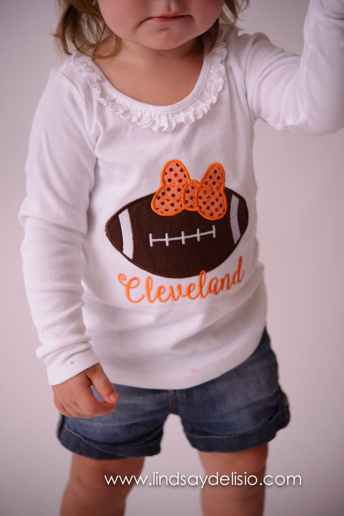 Cleveland Browns Baby or Girls Football Shirt or Bodysuit -- Sizes 3 Months to XL 14 - Pretty's Bowtique