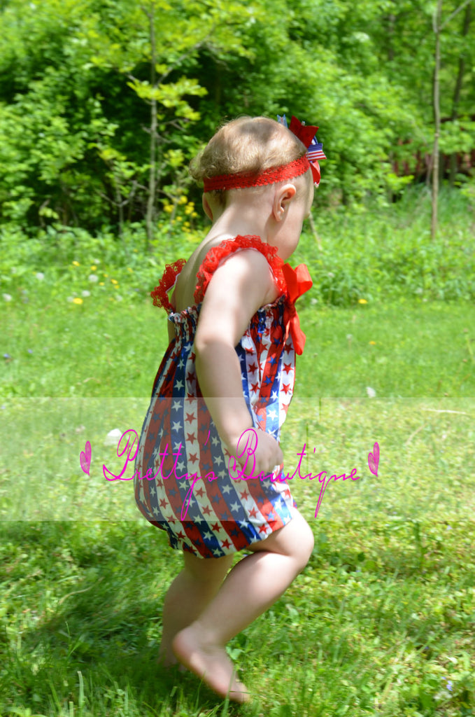 Girls Chevron Bubble Romper -- Girls Satin Romper-- Summer romper-- Baby girl outfit -- flower headband - Pretty's Bowtique