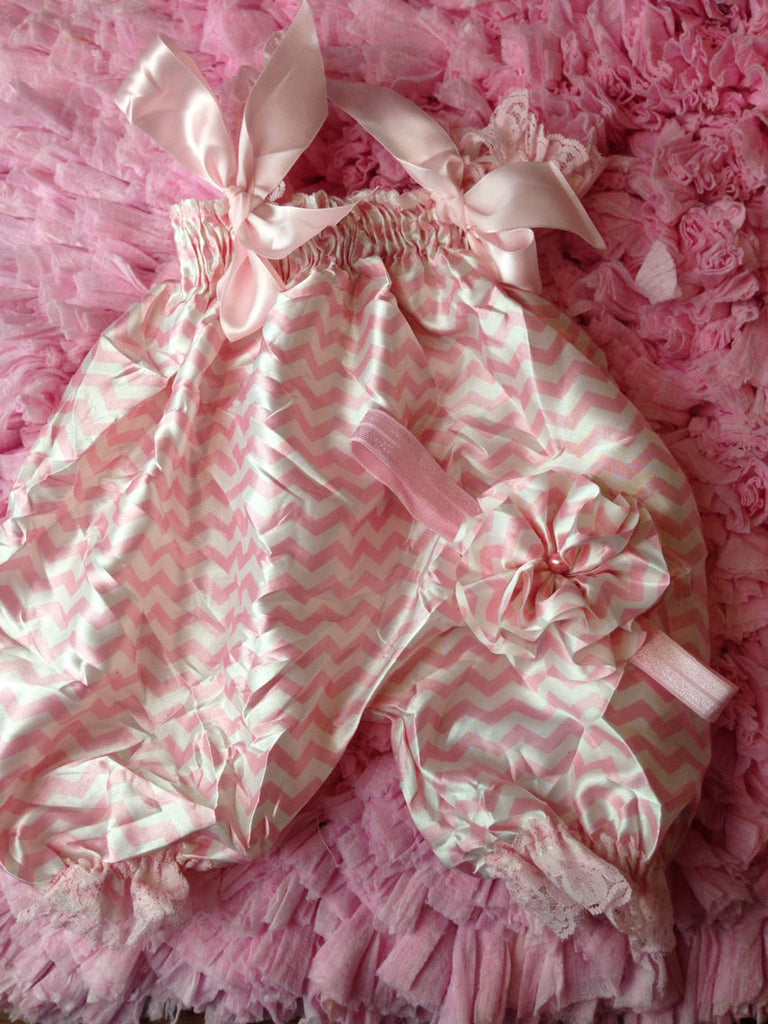 Girls Chevron Bubble Romper -- Girls Satin Romper-- Summer romper-- Baby girl outfit -- flower headband - Pretty's Bowtique