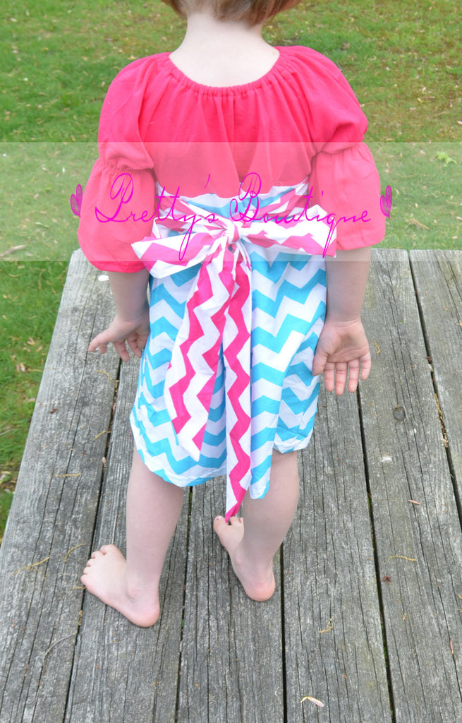 Girl's Chevron Dress with Monogram in 2 Colors Sizes 12 Months to 10 Years - Pretty's Bowtique