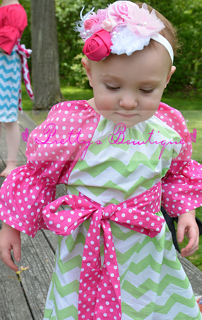 Super CUTE CHEVRON DRESS you pick size and color 12 months thu 9-10 - Pretty's Bowtique