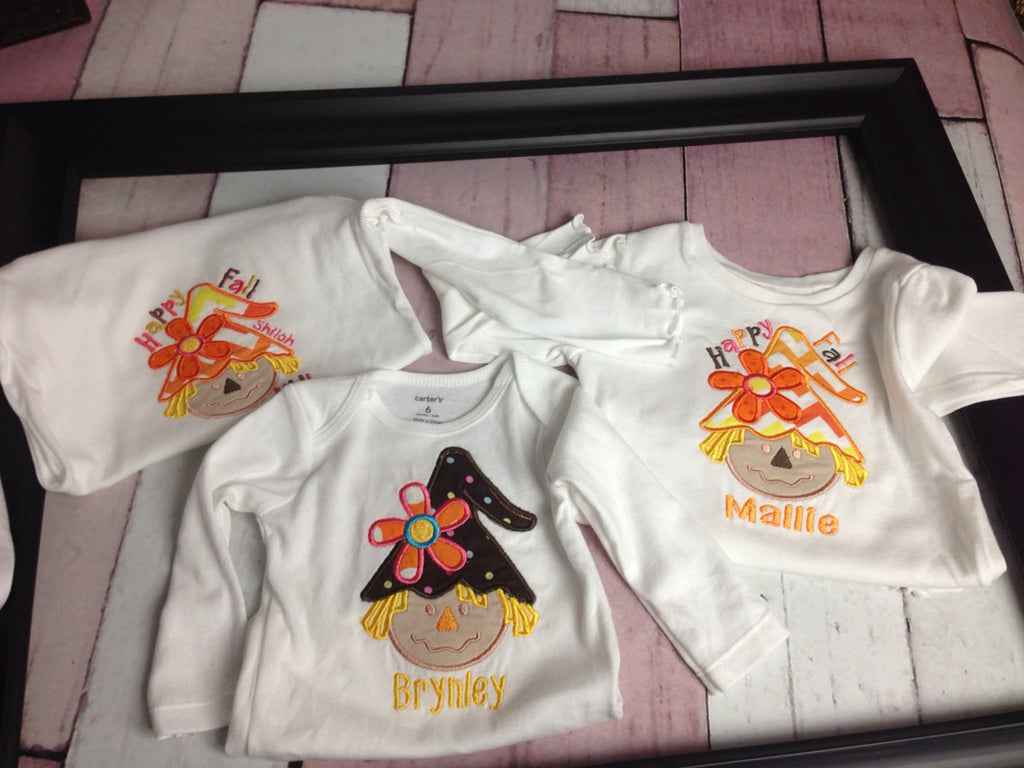 Happy Fall Yall Shirt for Girls with Scarecrow -- Sizes Newborn to Youth 14 - Pretty's Bowtique