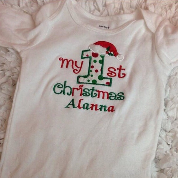 Baby 1st Christmas personalized bodysuit or shirt - Babies 1st Christmas Shirt - Pretty's Bowtique