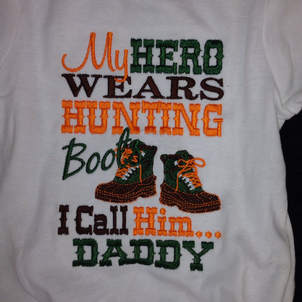 My hero wears hunting boots CUSTOM Listing - Pretty's Bowtique