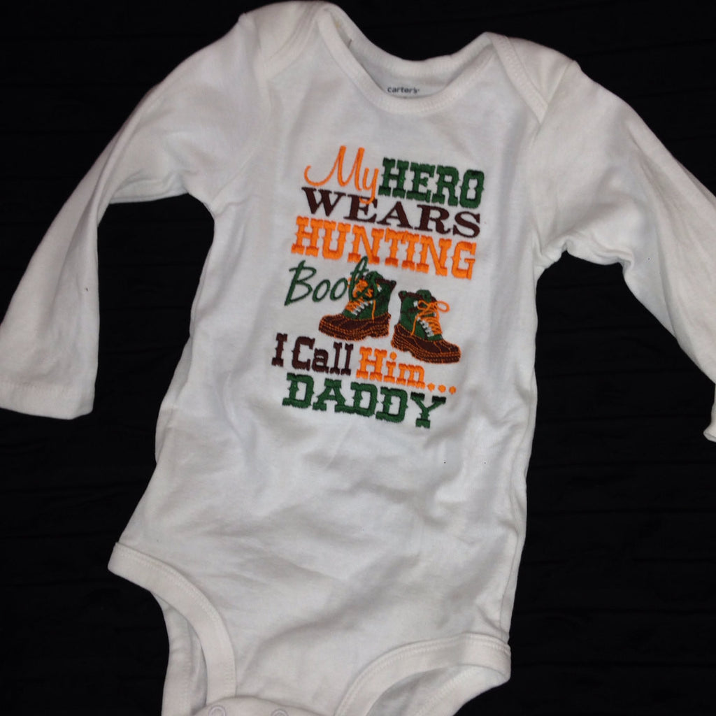 My hero wears hunting boots CUSTOM Listing - Pretty's Bowtique