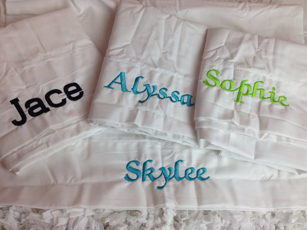Embroidered Name or Monogram Pillow Case - Pretty's Bowtique