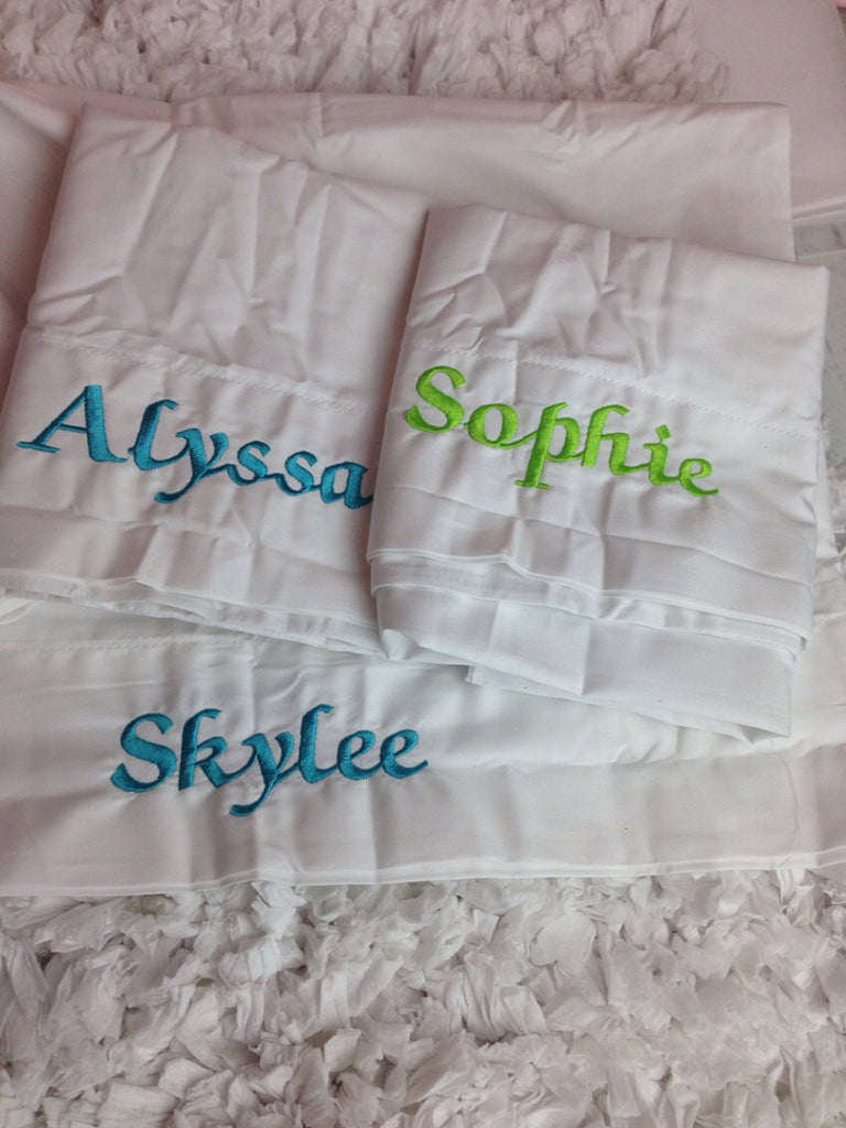 Monogram Pillow Cases Embroidered with Name or Initials - Pretty's Bowtique