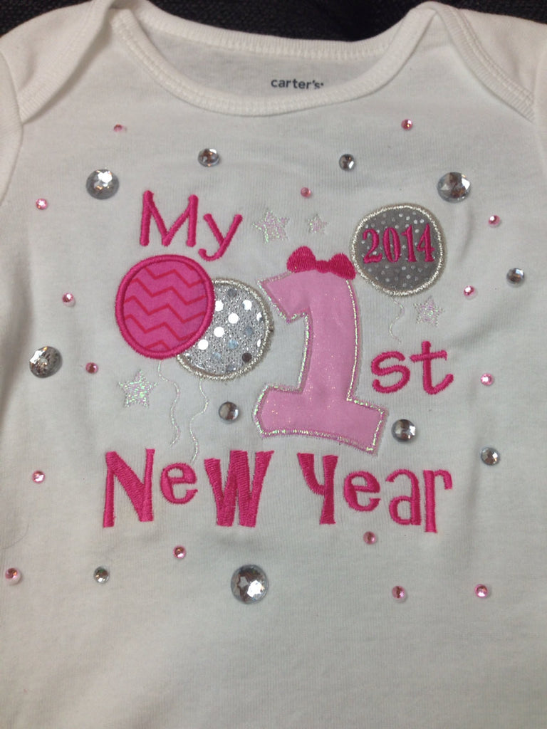 Girls 1st New Year's Shirt or bodysuit any size ADD name for NO CHARGE 2016 - Pretty's Bowtique