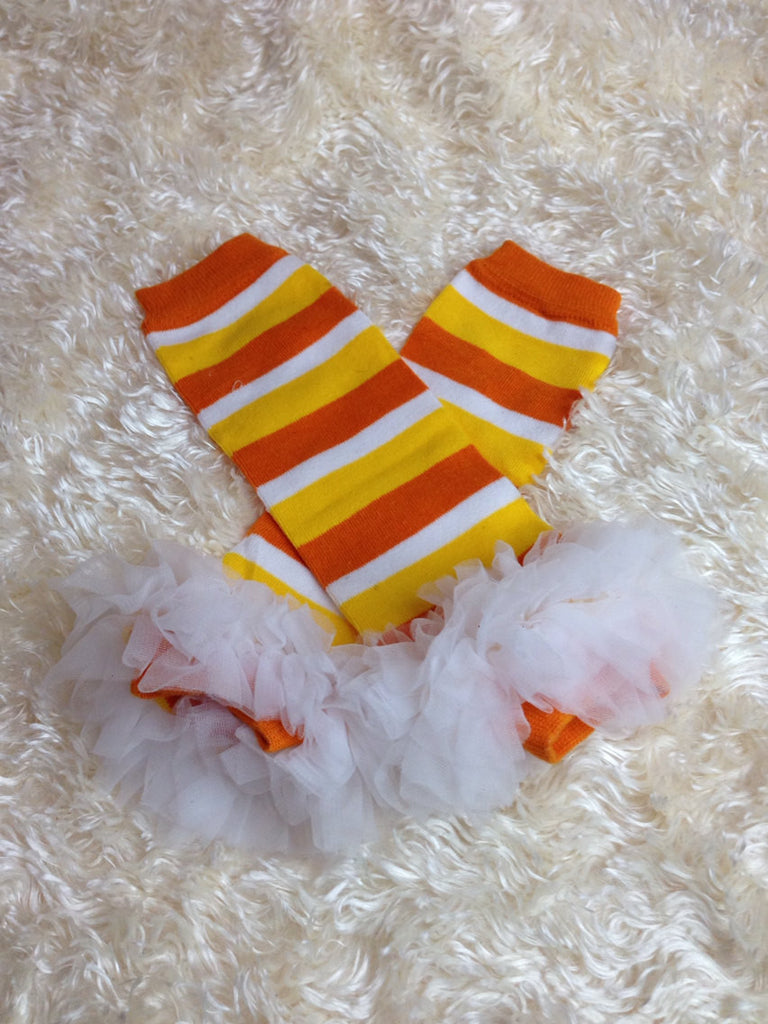 Candy Corn Leg Warmers in Orange, Yellow and White Stripe - Pretty's Bowtique