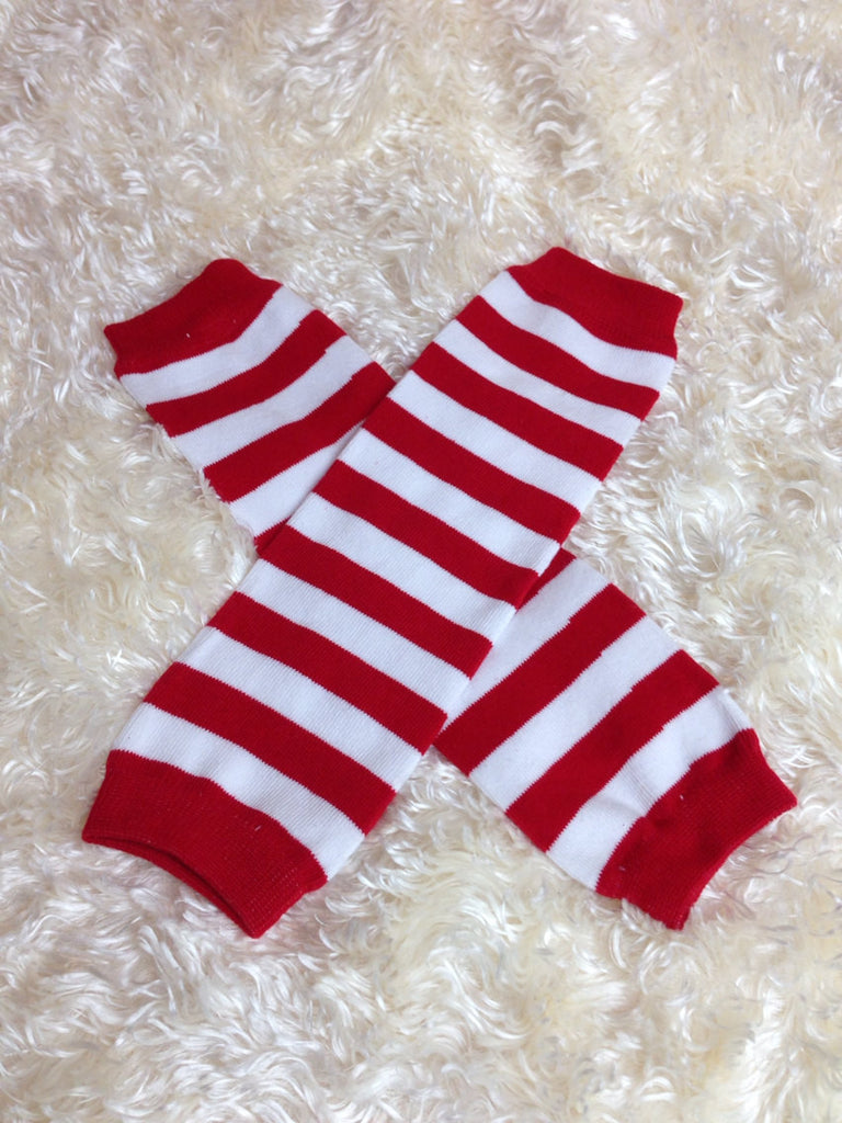Red stripe Leg Warmers-Baby leg warmers/Photo Prop red and white stripe - Pretty's Bowtique