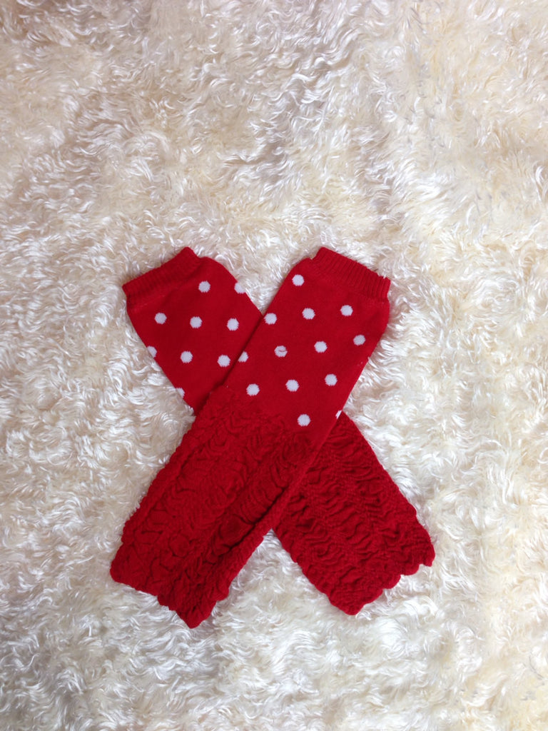 Red Polka Dot Leg Warmers-Baby leg warmers/Photo Prop Polka dots and ruffles Red/White - Pretty's Bowtique
