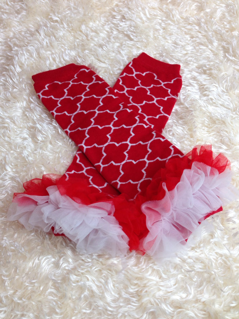 Leg Warmers-Baby leg warmers/Photo Prop and ruffles Red/White - Pretty's Bowtique