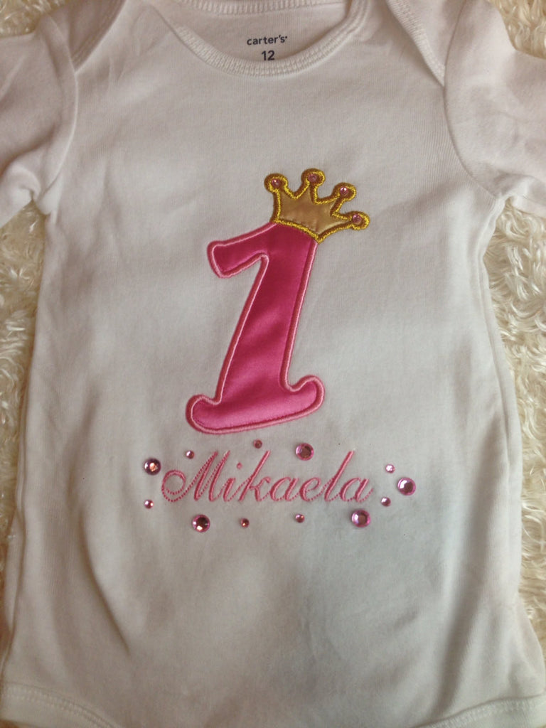 Princess Birthday T-Shirt or Bodysuit--1 st Birthday Bodysuit-Baby Girl First Birthday Shirt-- Pink & Gold Birthday Shirt-- Any age Princess - Pretty's Bowtique