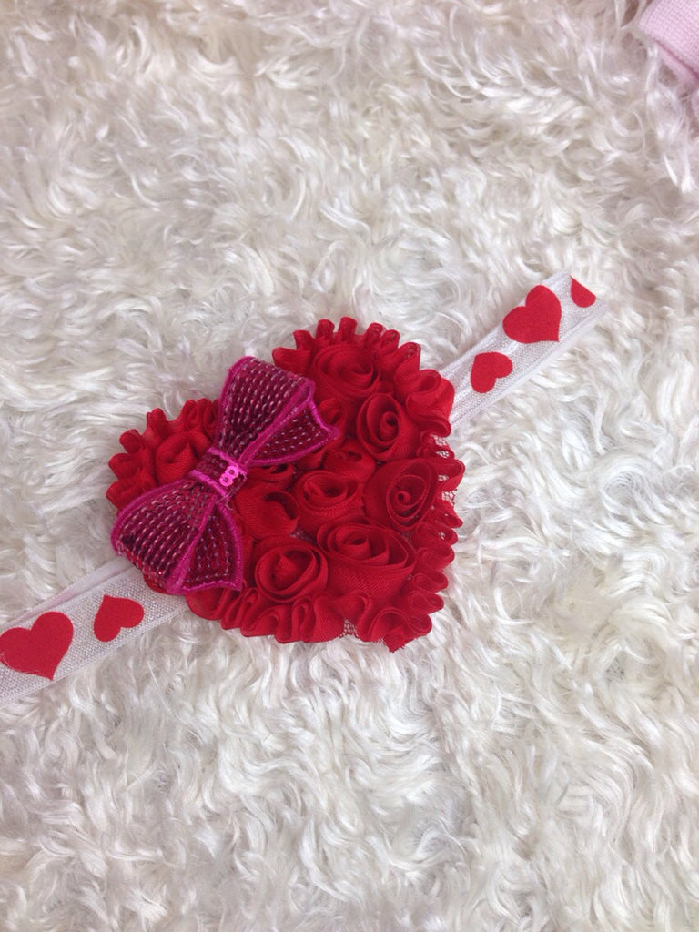 Valentines heart on heart elastic band. - Pretty's Bowtique