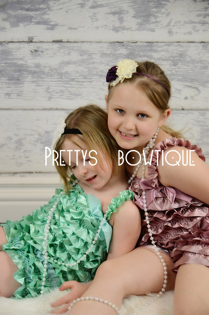 Satin Petti Romper, baby girls  Lace Rompers, Photography prop, Perfect for Birthdays & Holidays Aqua - Pretty's Bowtique