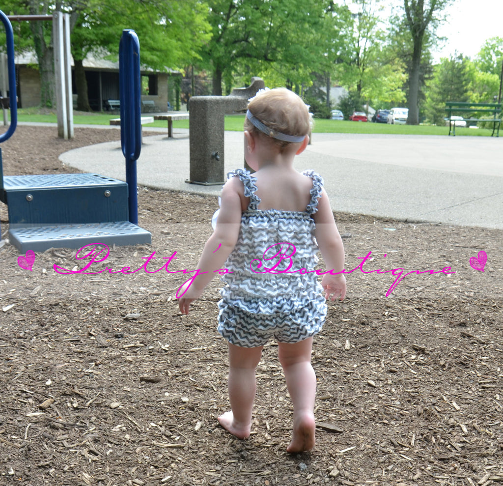 Chevron Petti Romper, baby girls  Lace Rompers, Photography prop, Perfect for Birthdays & Holidays Gray - Pretty's Bowtique