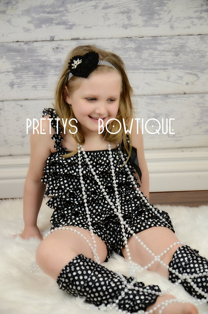 Lace Petti Romper in Polka dots in Baby, Toddler, & Girls Sizes - Pretty's Bowtique