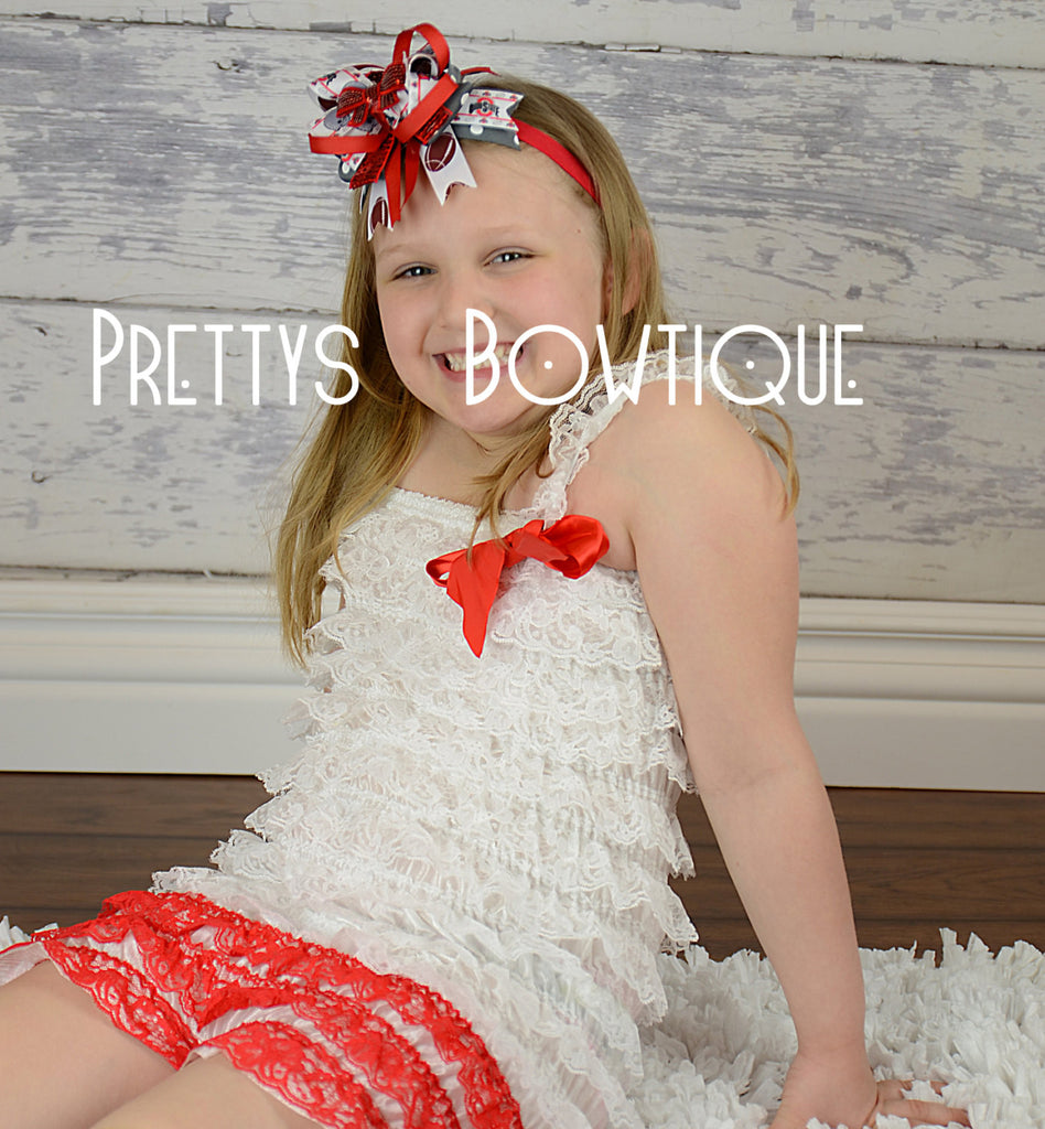 Lace Petti Romper in Red and White in Baby, Toddler, & Girls Sizes - Pretty's Bowtique