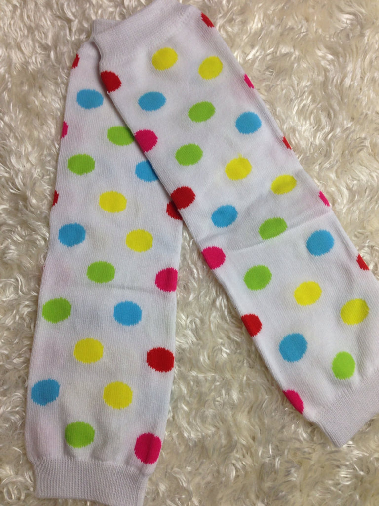 Polka Dot legwarmers Multi color dot Leg Warmers-Baby leg warmers/Photo Prop Multi color bright dots bright - Pretty's Bowtique
