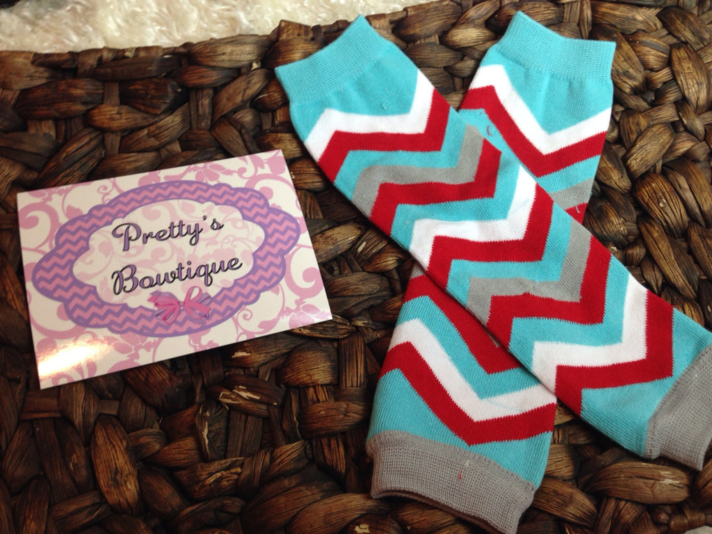 Thing 1 thing 2 Leg Warmers-Baby leg warmers/Photo Prop red, gray, white and turquoise chevron CUSTOM - Pretty's Bowtique