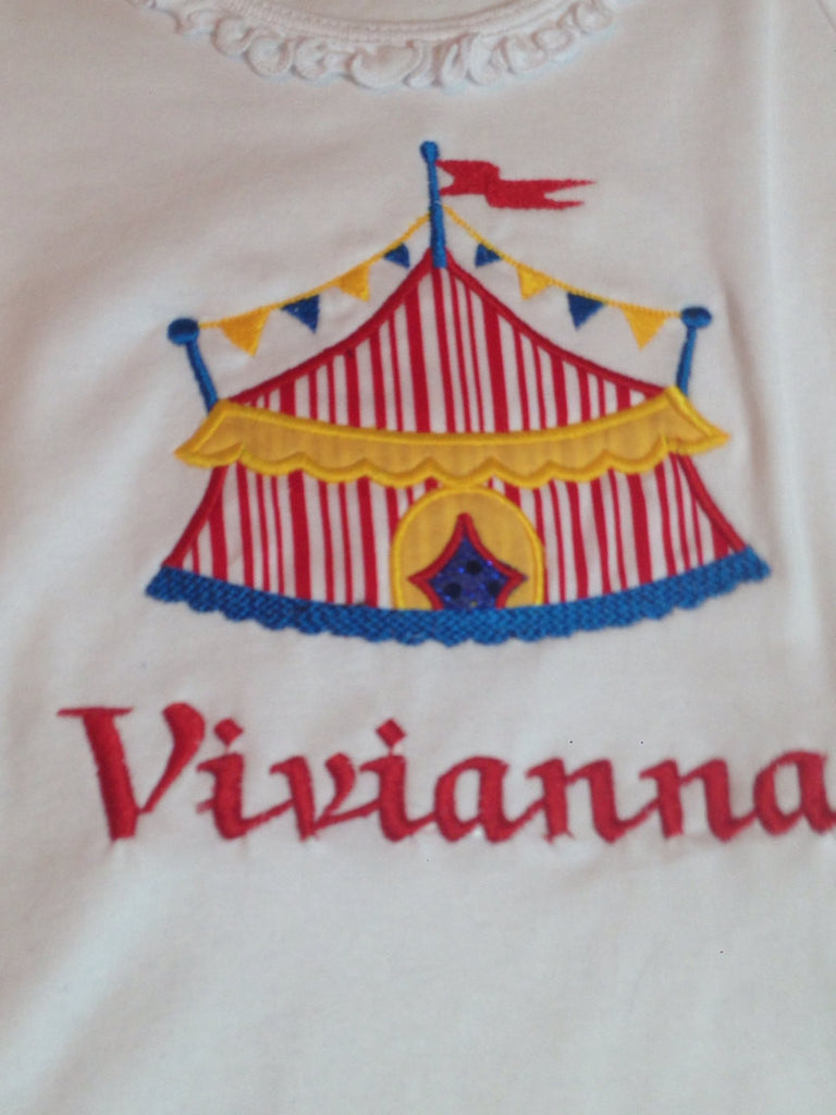Circus Under the BIG tent shirt.  Perfect for a trip to the circus or a Circus PARTY - Pretty's Bowtique