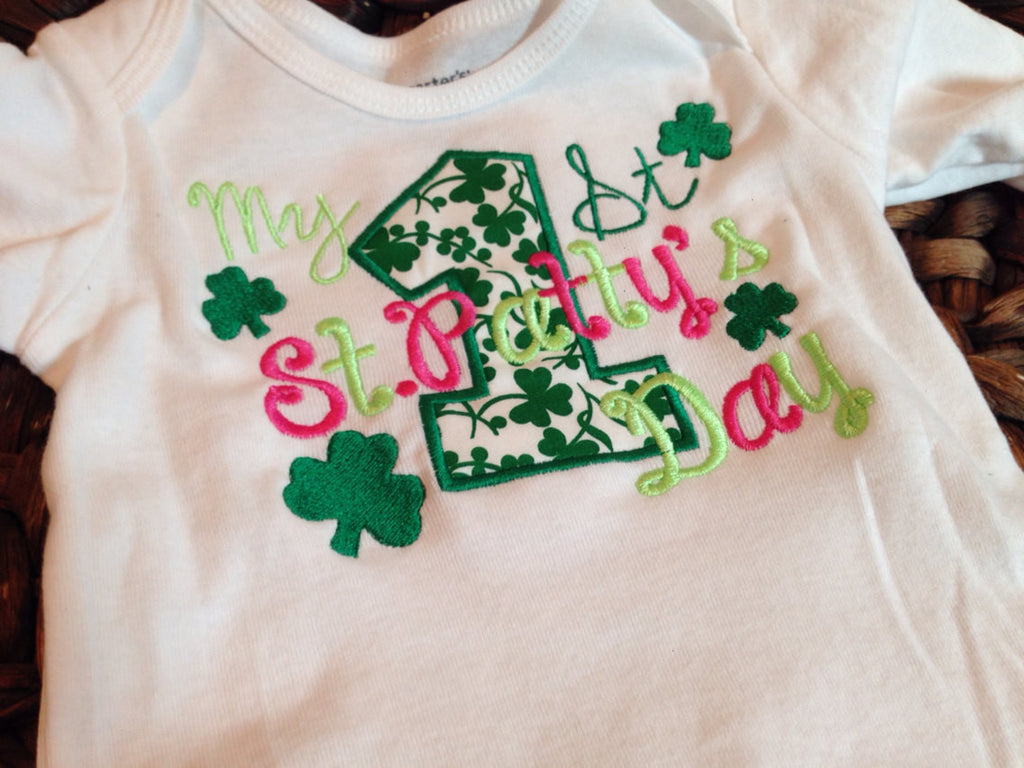 1st St. Patrick's Day shirt or bodysuit  -- My 1st St. Patty's Day shirt St. Patricks Shirt - Pretty's Bowtique