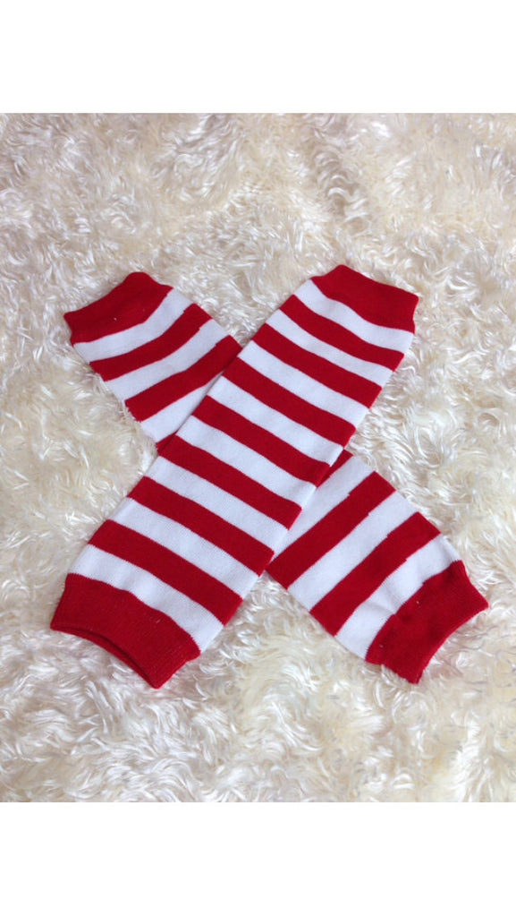Red stripe Leg Warmers-Baby leg warmers/Photo Prop red and white stripe - Pretty's Bowtique
