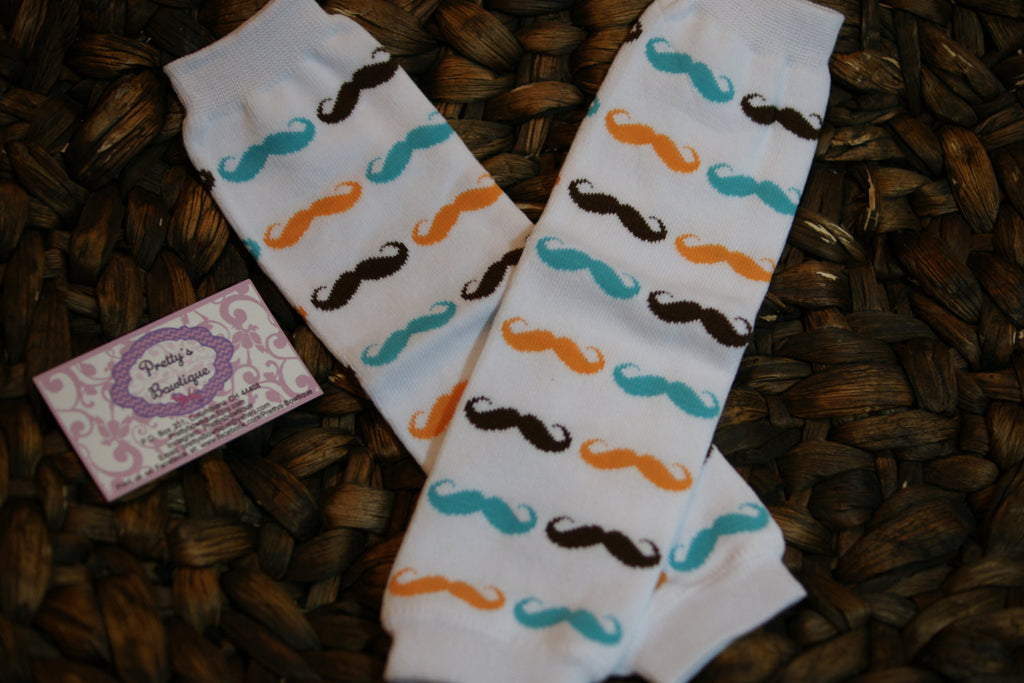 Mustache Leg Warmers-Baby leg warmers/Photo Prop mustache white - Pretty's Bowtique
