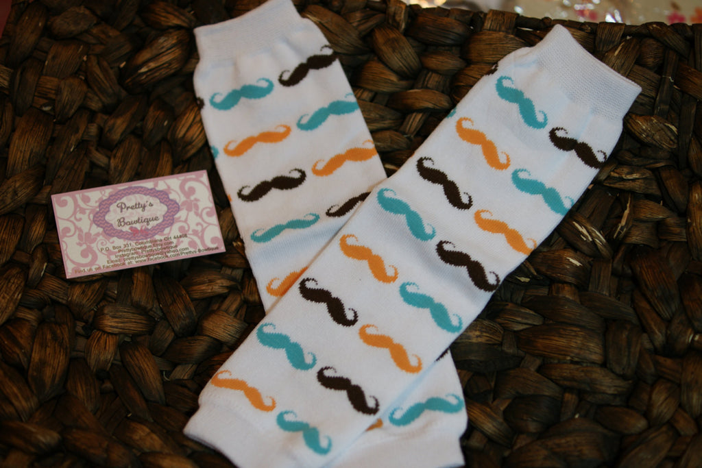 Mustache Leg Warmers-Baby leg warmers/Photo Prop mustache white - Pretty's Bowtique
