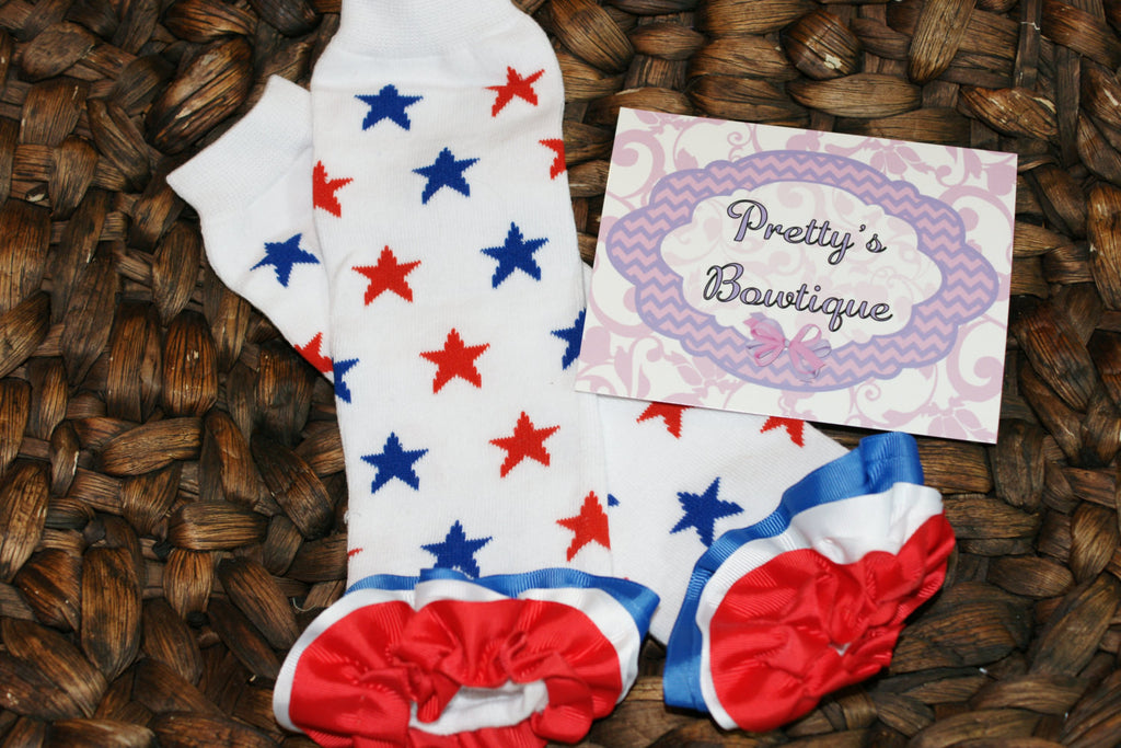 4th of July Stars America Fourth of July Leg Warmers-Baby leg warmers/Photo Prop STARS red white***SALE**** - Pretty's Bowtique