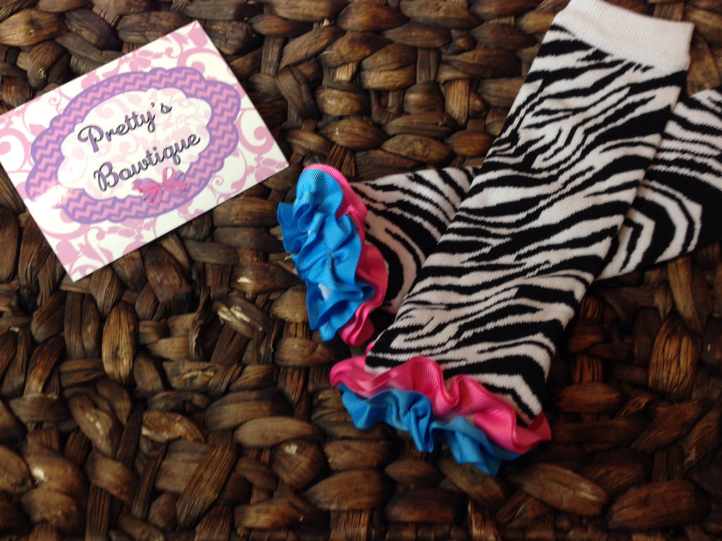 Zebra Leg Warmers-Baby leg warmers/Photo Prop zebra  RIBBON RUFFLES - Pretty's Bowtique