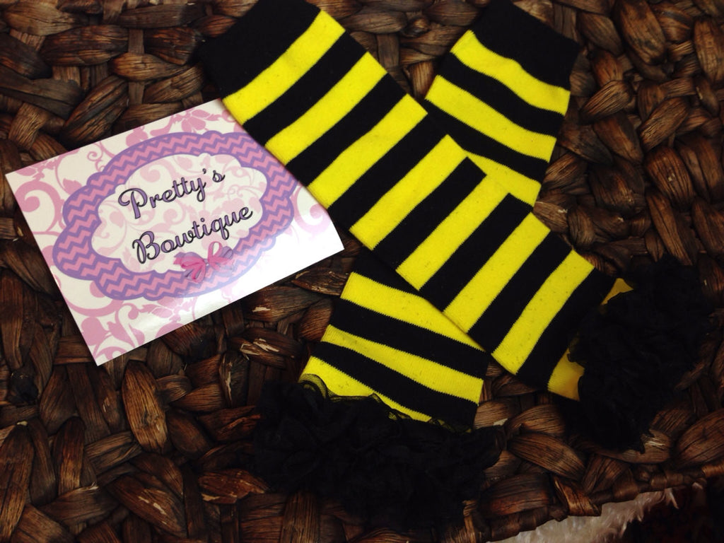 Bumblebee Leg Warmers-Baby leg warmers/Photo Prop Bumblebee Stripe - Pretty's Bowtique