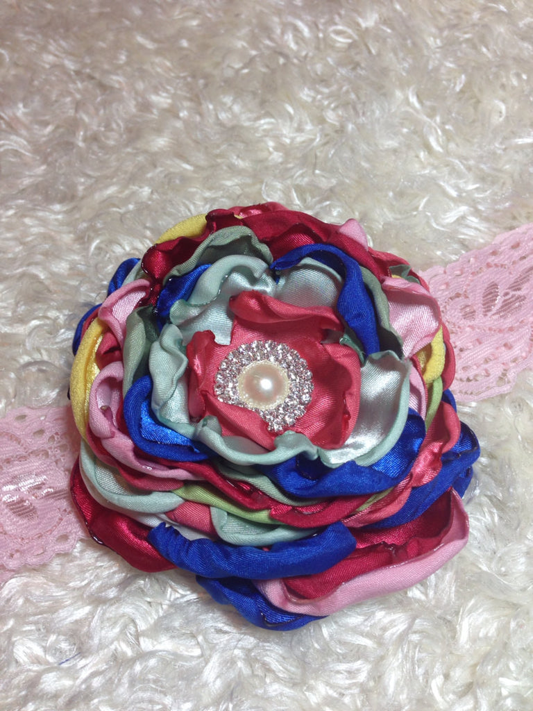 Satin petal flower with pearl center. Made to match matilda jane - Pretty's Bowtique