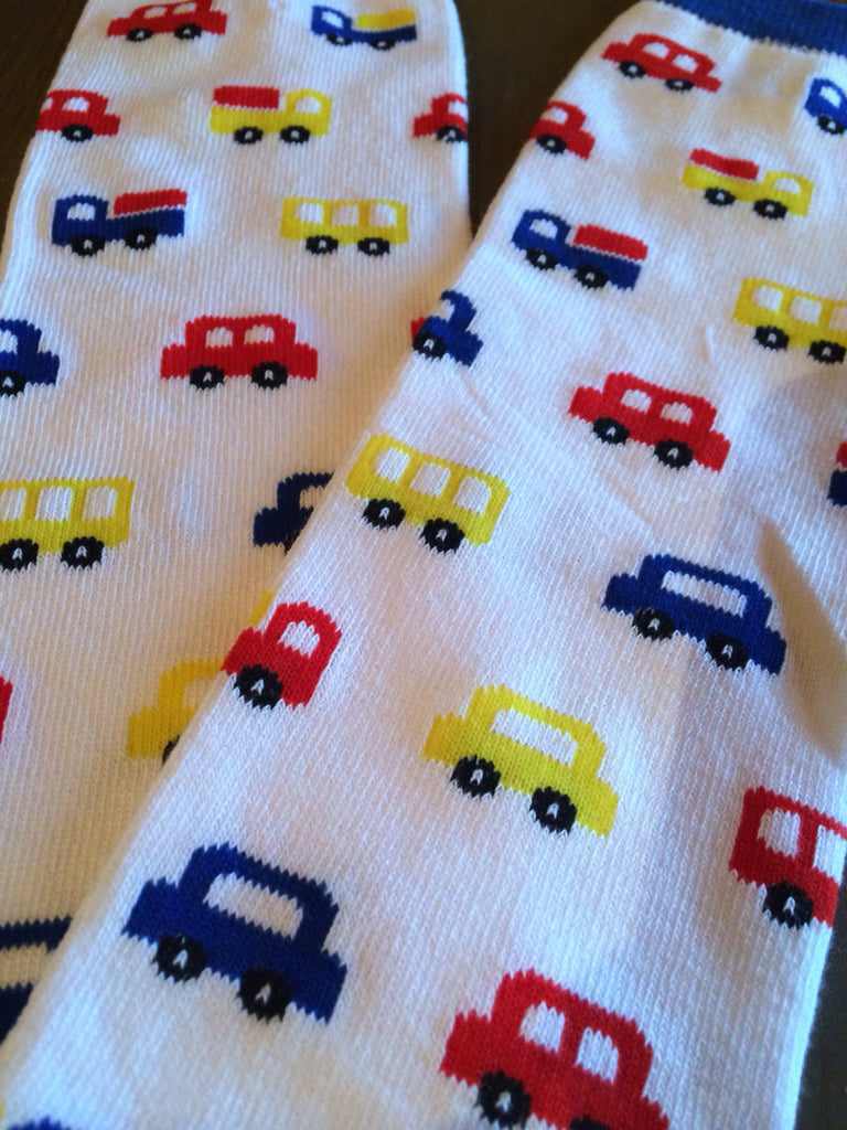 Boys cars trucks Leg Warmers-Baby leg warmers/Photo Prop cars trucks WHITE - Pretty's Bowtique