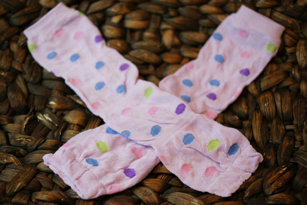Pink polka dot Leg Warmers-Baby leg warmers/Photo Prop Polka dots Pink Light weight - Pretty's Bowtique