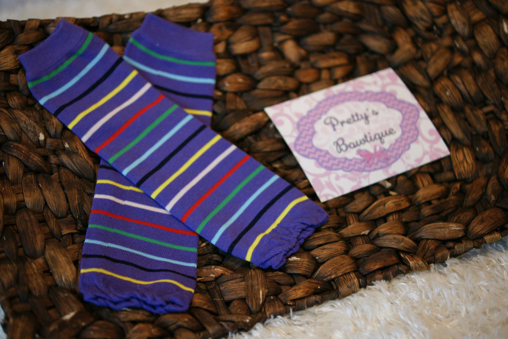 Baby legs Leg Warmers-Baby leg warmers/Photo Prop Purple mulit color stripe - Pretty's Bowtique