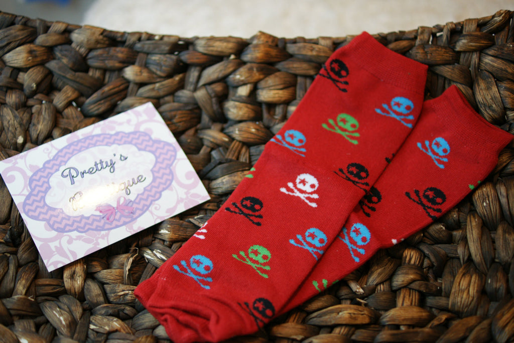 Skull Leg Warmers-Baby leg warmers/Photo Prop Cream Skull - Pretty's Bowtique