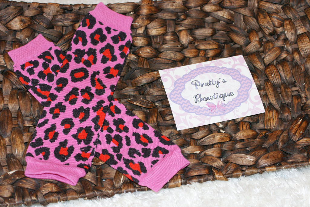 Leg Warmers-Baby leg warmers/Photo Prop Leopard Pink and red - Pretty's Bowtique