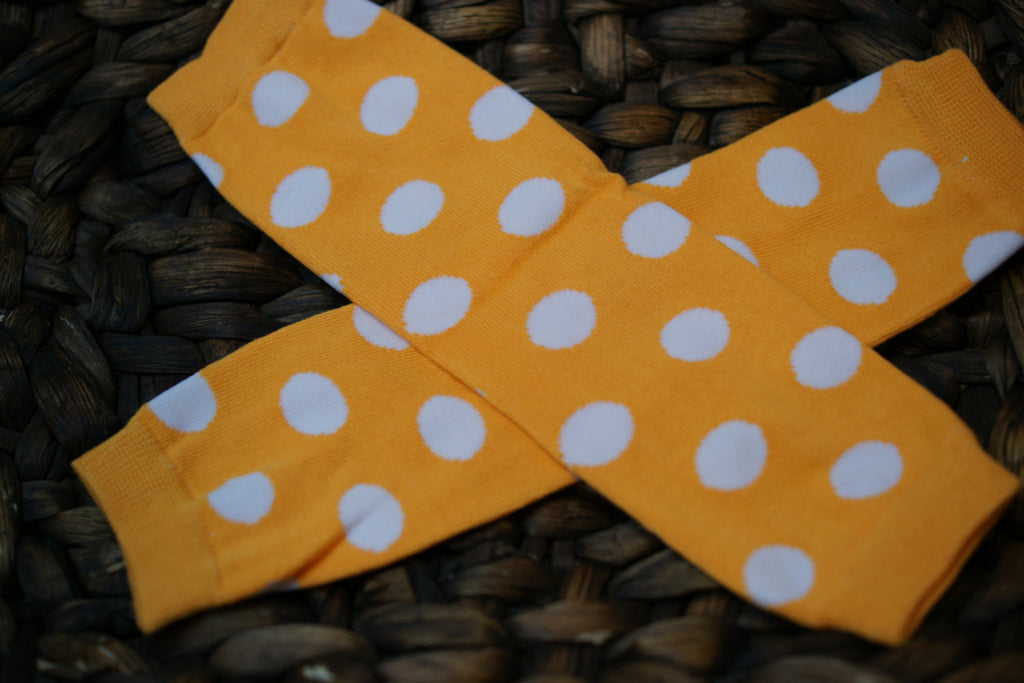 Leg Warmers-Baby leg warmers/Photo Prop Polka dots Bright Orange and white - Pretty's Bowtique