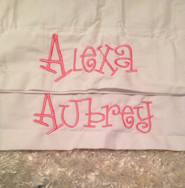 Embroidered Name or Monogram Pillow Case - Pretty's Bowtique