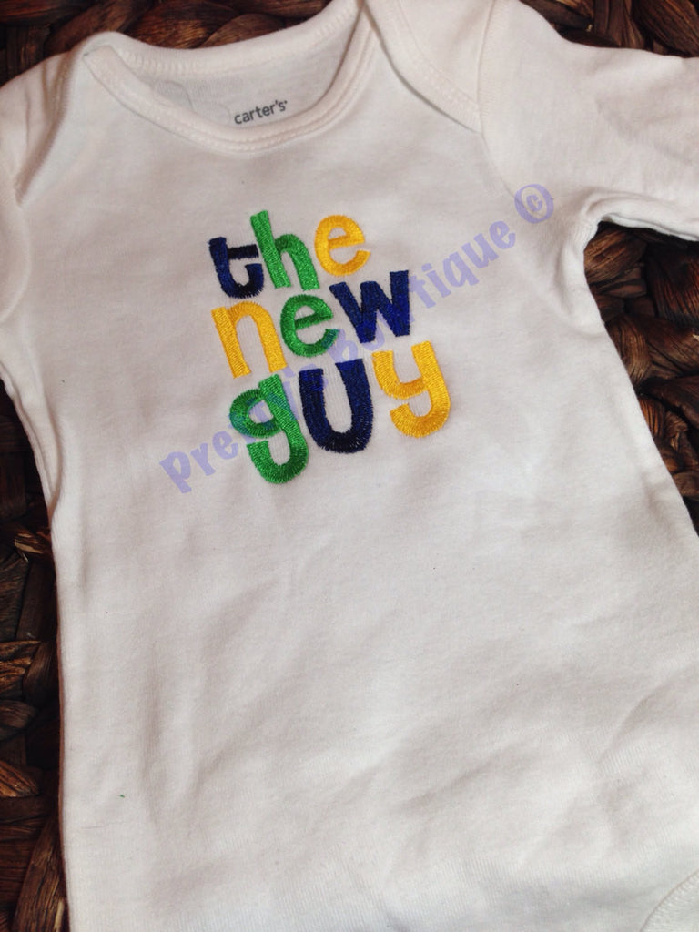 Baby boy bodysuit -- The New Guy -- coming home bodysuit - Pretty's Bowtique