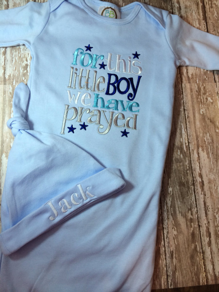 FOR this Little GIRL I or We have Prayed newborn gown and hat••SALE•• - Pretty's Bowtique