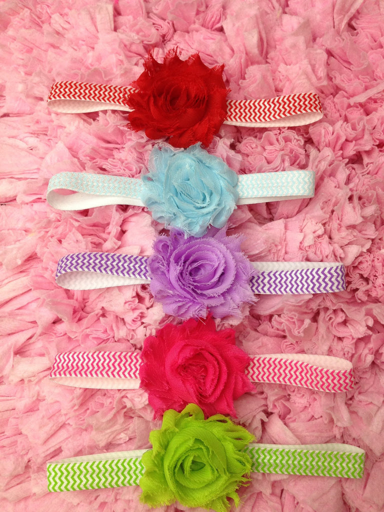 Headband set Newborn Baby Toddler Headband set  Headband gift set. Headbamd set. Shabby Rose Chevron set 10 headbands in SET great gift - Pretty's Bowtique