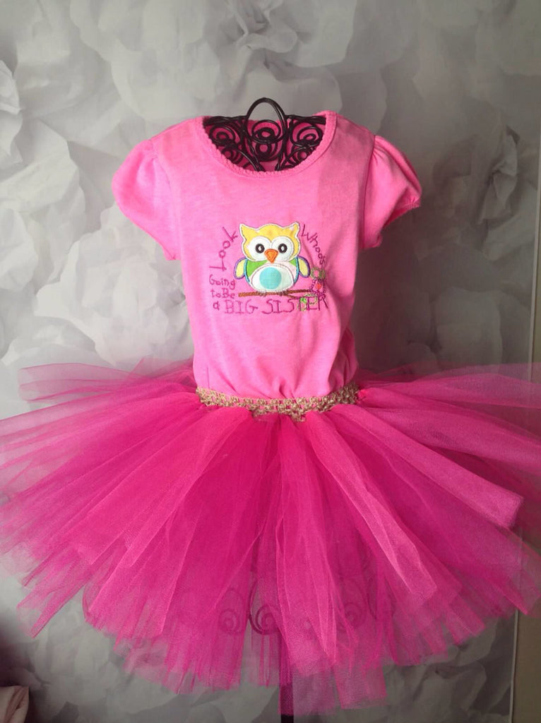 Pregnancy announcement shirt Look whoo's going to be a big sister - Pretty's Bowtique