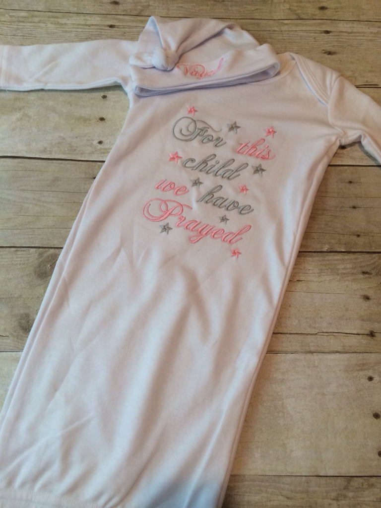 FOR this Child I or WE have Prayed newborn gown. Listing is gown only - Pretty's Bowtique